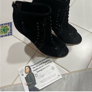 Jimmy Choo black suede cut out sandal heels size 38